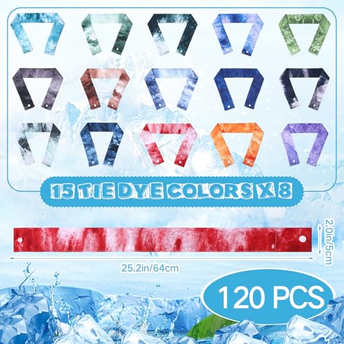Image of Cooling Neck Wraps with Snap Button Tie Dye Ice Scarf Cooling Bandana Cooler for Summer Women Men Pet