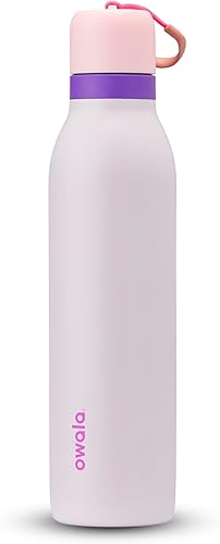 Owala FreeSip Twist - Botella de agua aislada de acero inoxidable con pajilla para deportes y viajes, sin BPA, 24 onzas, rosa y morado (Dreamy Field)