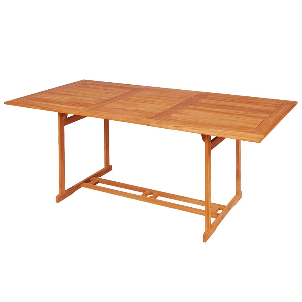 Set di mobili da giardino in teak massiccio, 7 pezzi, sedie pieghevoli con sedili e schienali curvi, foro per ombrellone, fino a 110 kg per seduta