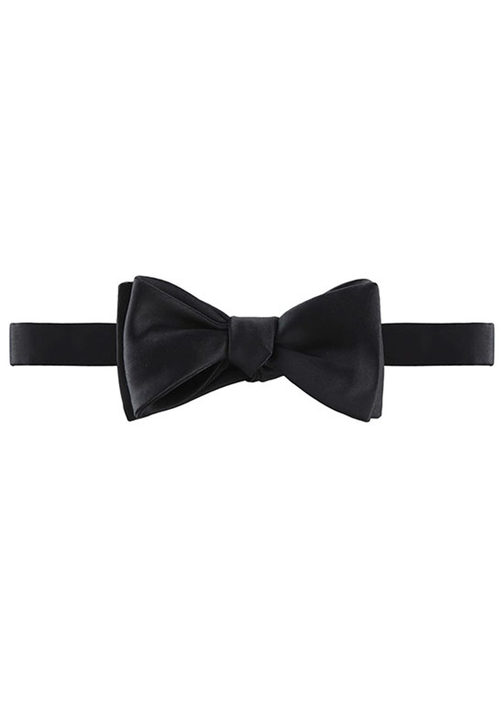 Robert Talbott Black Solid Satin Silk Two Piece Bow Tie