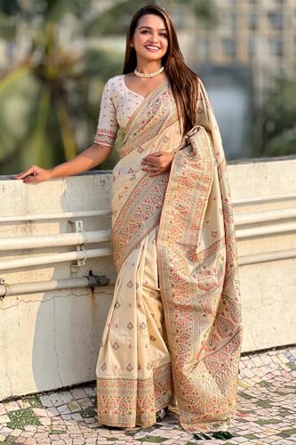 Image of SGF11 Women's Kanjivaram Pure Soft Silk Saree With Unstitched Blouse Piece