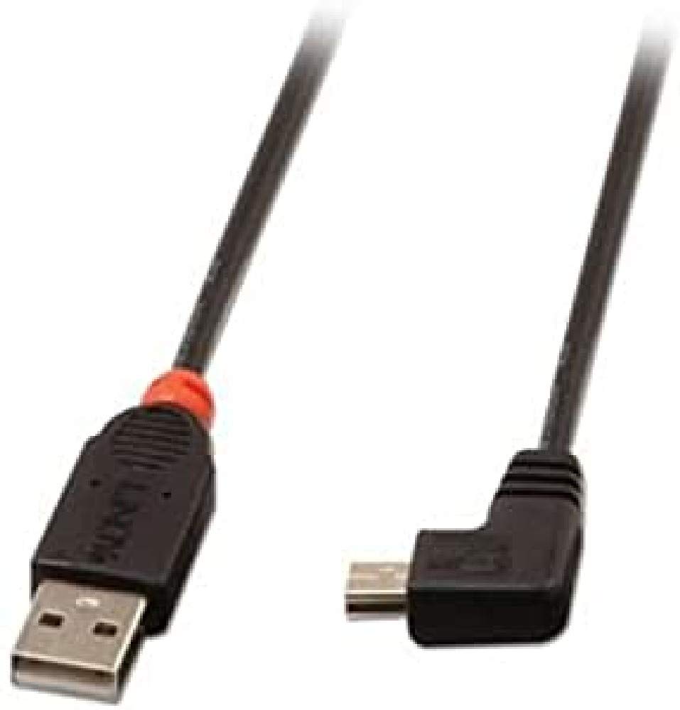 Lindy 1m USB 2.0 Cable, Type A to Mini-B, 90 Degree Right Angle (31971)