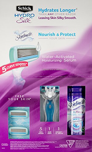 Schick Hydro Silk Shaving Starter Gift Set For Women With Shower Ready Razor Refill Blades And Skintimate Skin Therapy Shave Gel For Sensitive Skin #TOP5
