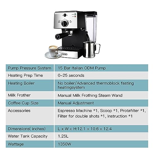 Cafetera de Espresso 15 Bar con Vaporizador de Leche miniatura 3
