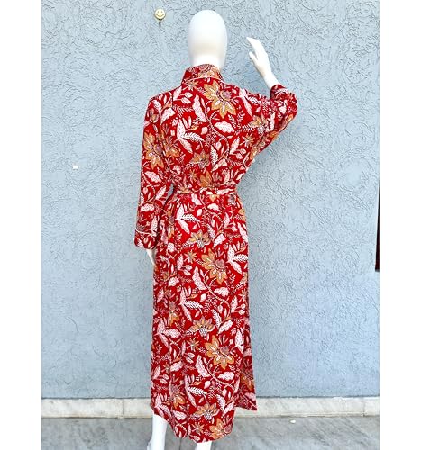 Image of Hand block print Cotton Kimono bikini cover up,Indian Hand block print Cotton Bath Robe,Swim Wear,Nighrwere Dressing Gown