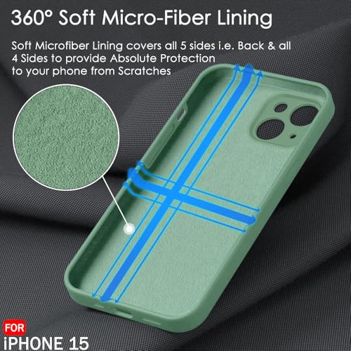 Image of TheGiftKart Liquid Silicone Back Cover Case for iPhone 15 | Soft Micro-Fibre Lining Inside | Camera & Screen Protection | Shockproof Back Cover for iPhone 15 (Silicone, Mint Green)
