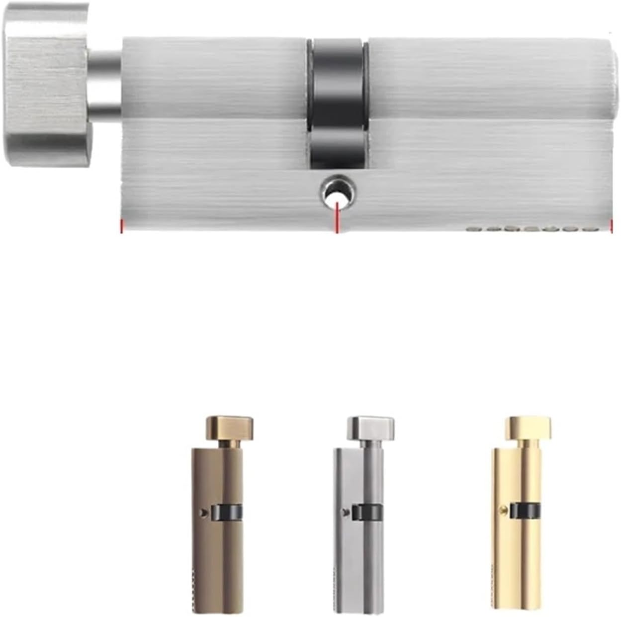 Height 29mm Door Asymmetrical Lock Cylinder with 3 Keys Length 80mm Black/Gold 1Pcs(T35x35 Silver)