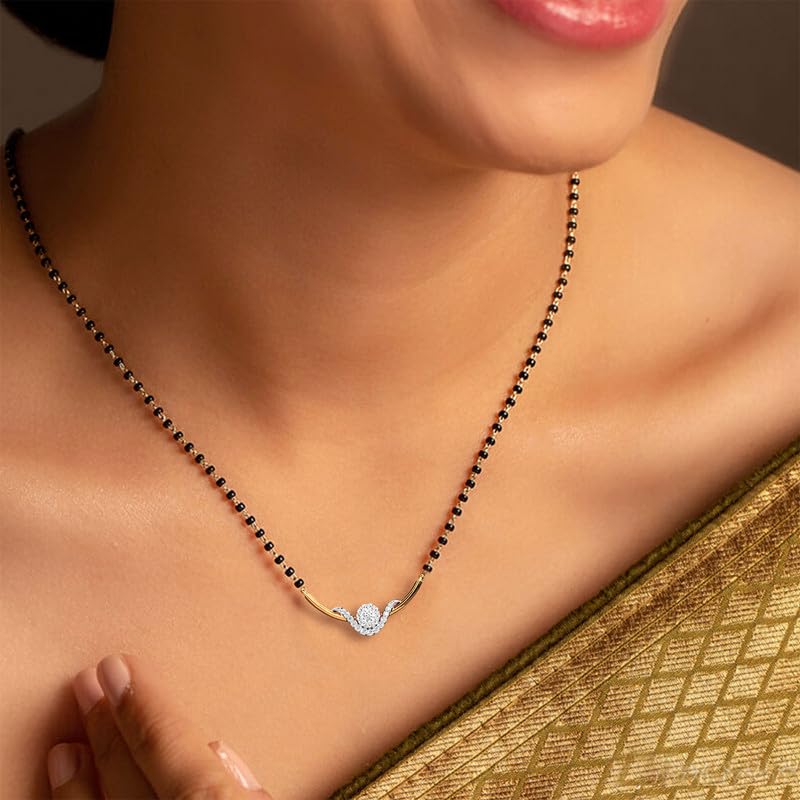 Image of KISNA JEWELS 14KT|18KT BIS Hallmark Pure Gold and Diamond Mangalsutra For Women