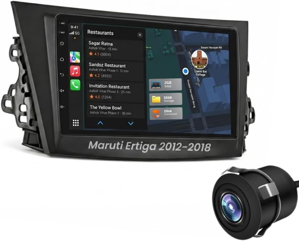 Modorwy Original 9inch HD QLED Car Android Stereo | 2GB RAM & 32GB ROM | OS 13 Double Din Car Multimedia Player | incl. AHD Rear Camera & Frame Compatible with Maruti Ertiga Old- 1 Year Warranty