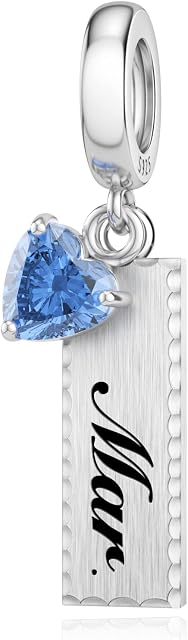 DALARAN Birthstone Dangle Charm for Pandora Bracelet Women 925 Sterling Silver Jan-Dec Charm