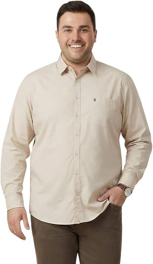 Thomas Scott Men's | Solid | Full Sleeve | Regular Fit | 100% Cotton | Spread Collar | Casual Shirt (Plus Size)