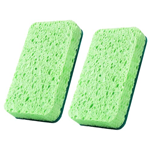2pcs Non-Scratch Scrub Sponges Scrubbing Sponge Dish Sponge Double-Sided Sponge for Plates Dishes & Removing