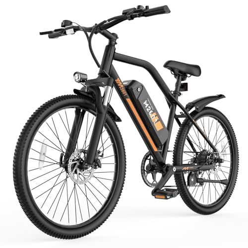 HiKeep Electric Bike for Adults - 48V Commuter E Bike with 750W Peak Motor, 26" Electric Mountain Bicycle, 374Wh Removable Battery, Up to 20MPH, Front Suspension & Dual Disc Brakes