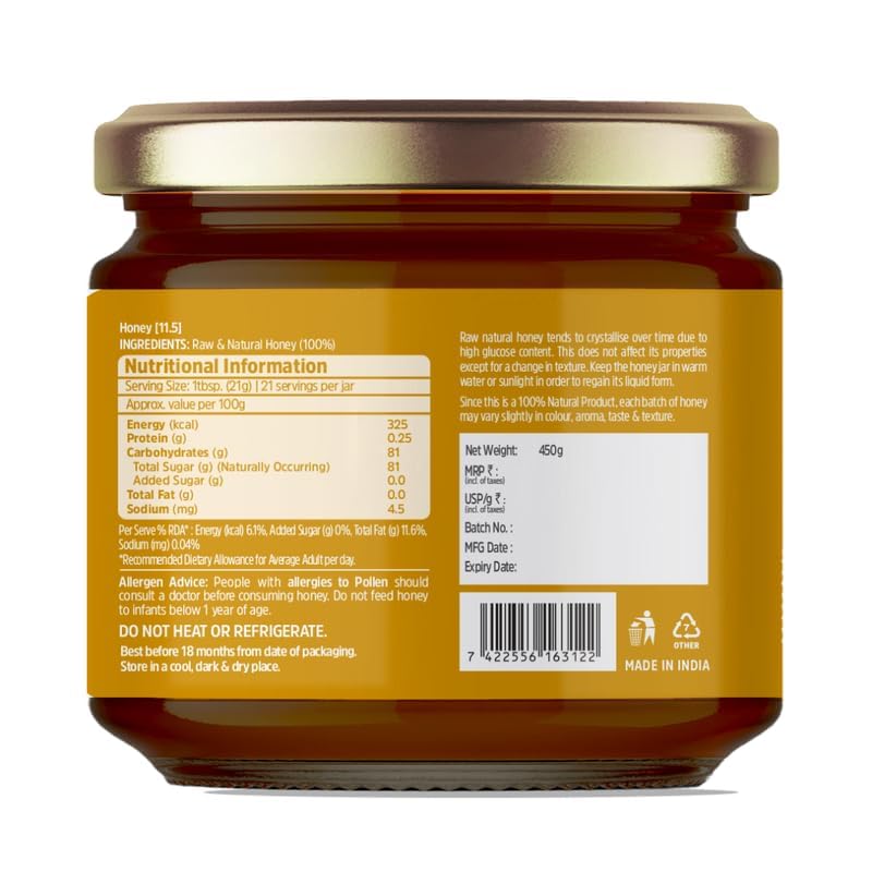 Image of Nutricrate 100% Pure & Organic Kashmir Valley Honey | 250g Pack of 1 | Raw, Unprocessed, Natural Honey, No Sugar or Adulteration, Ideal for Healthy Lifestyle