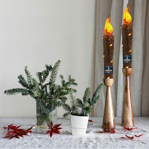 Image of Magical Candlesticks Flameless Taper Candle, 2pcs Brown LED Tapered Candles Remote Dipped Candle 6inch Battery Chandelier for Enchanting Weddings and Harry Potter Inspired Vigils(LW2P-BR)
