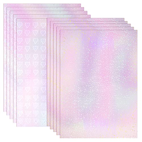 Bylion 2 Types Transparent Holographic Overlay Lamination Vinyl A4 Size Self-Adhesive Laminate Waterproof Vinyl Sticker Paper, 10 Sheets 8.25 x 11.7 Inches
