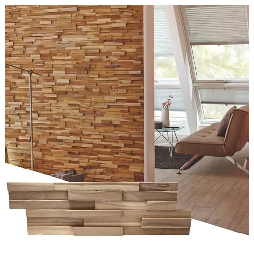 Wall!Supply UltraWood Firenze Reclaimed Teak Wood 3D Wall Panels - Home Decor Wallpaper Alterantive for Living Room, Bedroom, and Office - Easy Installation DIY Room Decor - 10 Pack 9.6 Sq Ft