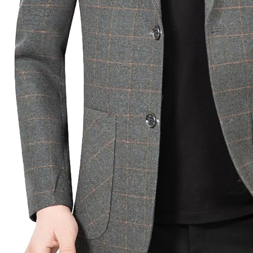 Men's Plaid Slim Blazers Business Casual Spring Autumn Suit Jacket Casual Sport Coat3