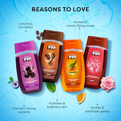 Image of SUGAR POP Niacinamide and Acai Berry Body Wash | Contains Niacinamide | Exfoliates & Evens Skin Tone | Anti-Pollution | 250ml