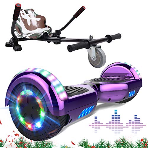 MARKBOARD Elektro Scooter 6,5zoll Hover Scooter Board Bluetooth Hoverboard Scooter für Kinder Elektro Balance Scooter mit Sitz Hoverkart Sitzscooter