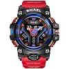 SMAEL Sport Shock Resistant Watch Analog-Digital Dual Display Quartz Wristwatches TPU Strap Led Light Water Resistant Military Watch