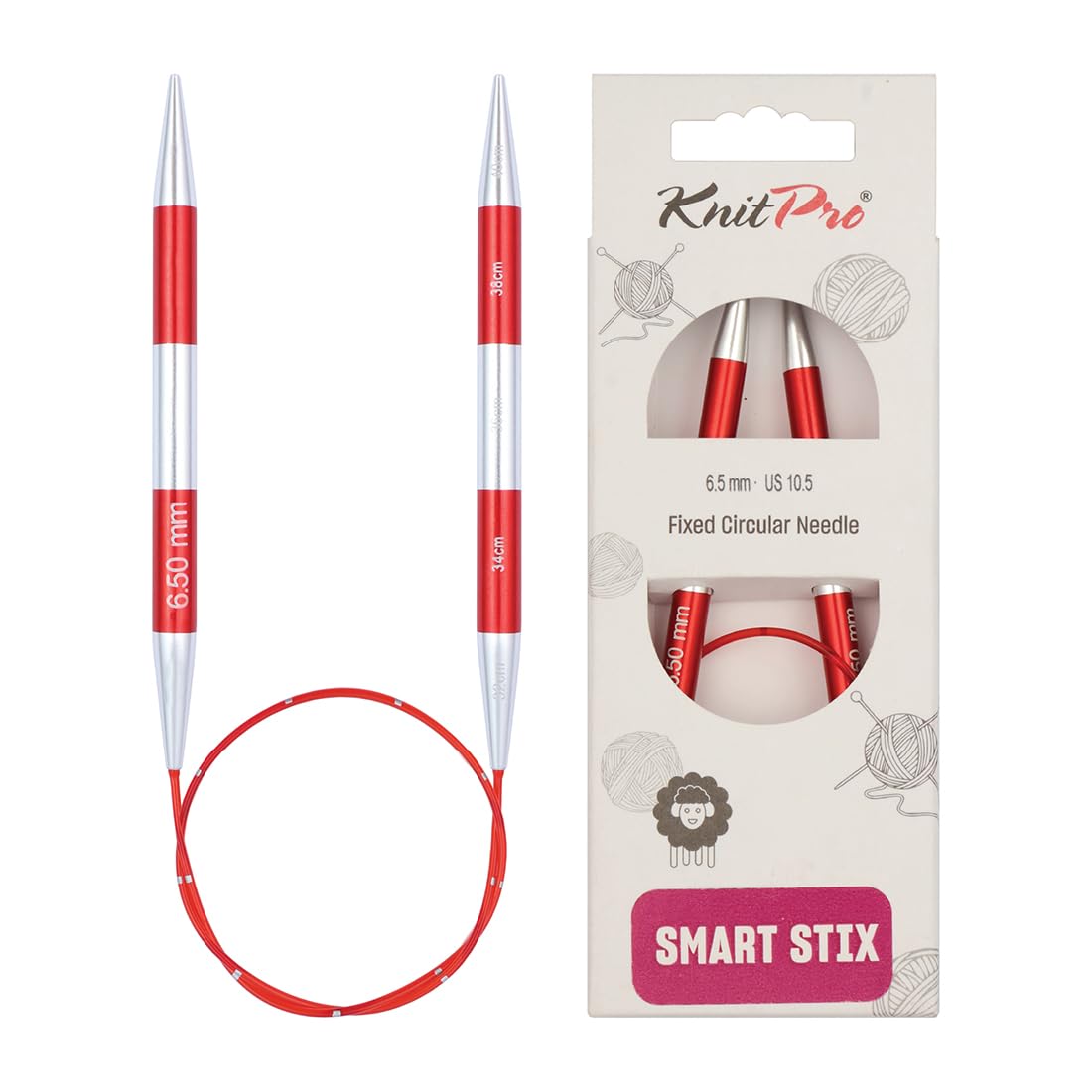 KnitPro Smartstix Fixed Circular Needles 16" (40cm) | 6.50mm