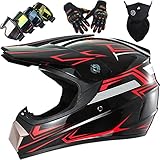 Casco Enduro Niño, MJH-01 Casco Motocross Infantil Set Cascos Cross Moto Integral para Downhill MTB Scooter Eléctrico Dirt Bike - Tamaño: S-XL / 52-59CM
