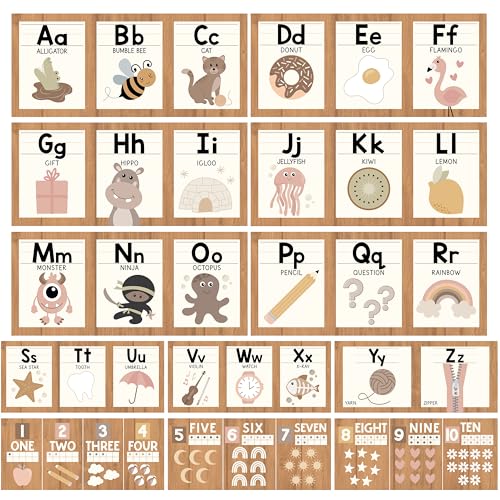 Affiches alphabet bohème et bannière ABC pour décoration et éveil de la salle de classe