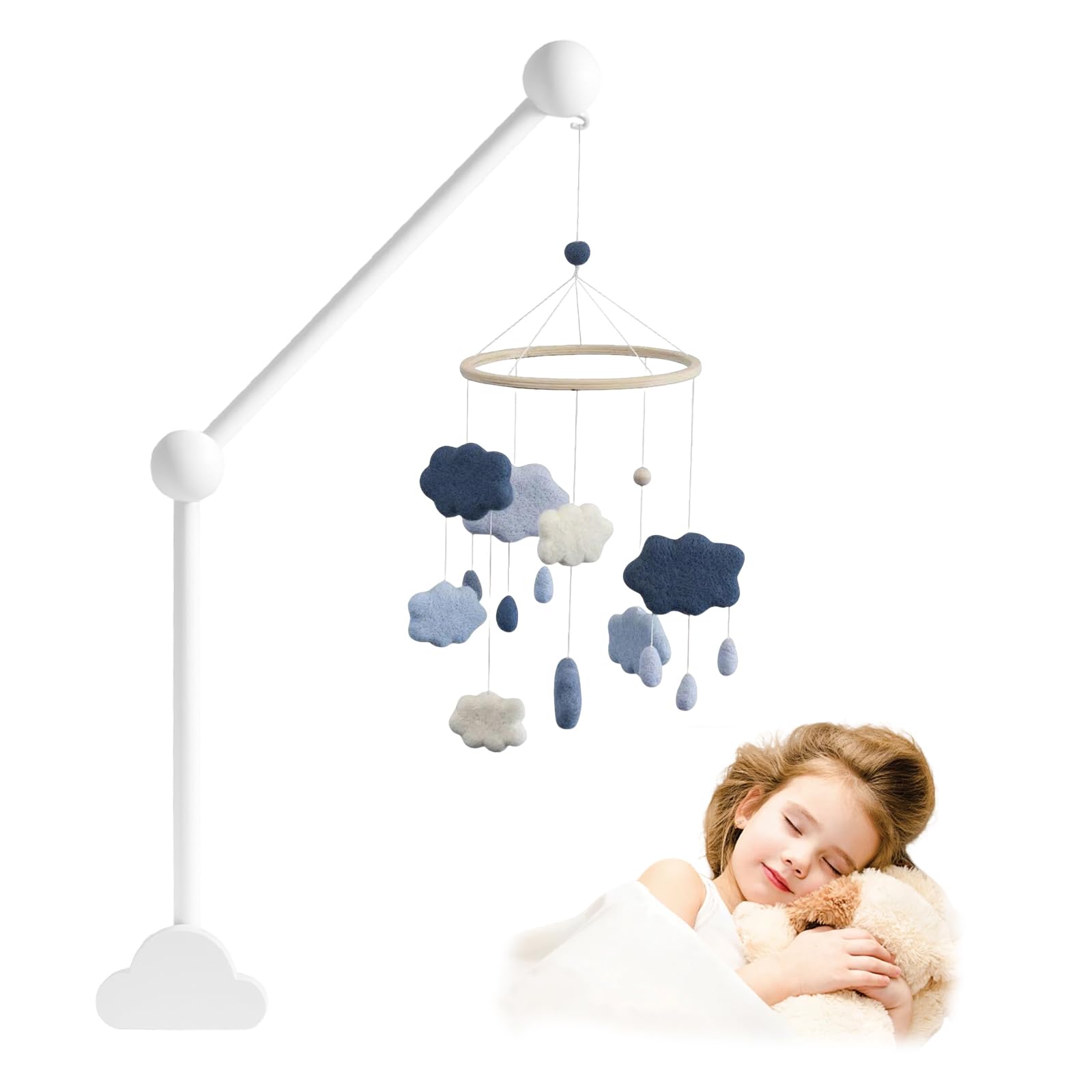 kaiyaya Mobile Halterung Holz für Babybett, Verstellbarer Mobile Halterung Wickeltisch für Kinderzimmer, Abnehmbarer Baby Mobile Aufhänger zum Aufhängen von Windspielen, Bettglocken, Kinderspielzeug