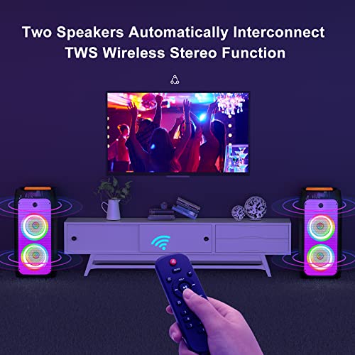 JYX Karaoke Anlage mit 2 drahtlosen Mikrofonen, Großer Lautsprecher Bluetooth mit Rädern und Disco Lichtern, Subwoofer PA System, Party Karaoke Maschine Unterstützung TWS/USB/SD Karte/AUX/Rec