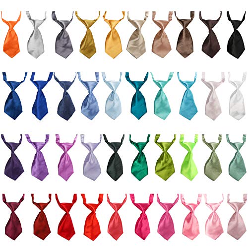 Segarty Dog Neck Ties, 40 PCS/Pack Adjustable Pet Bowties Neckties, Puppy Solid Bow