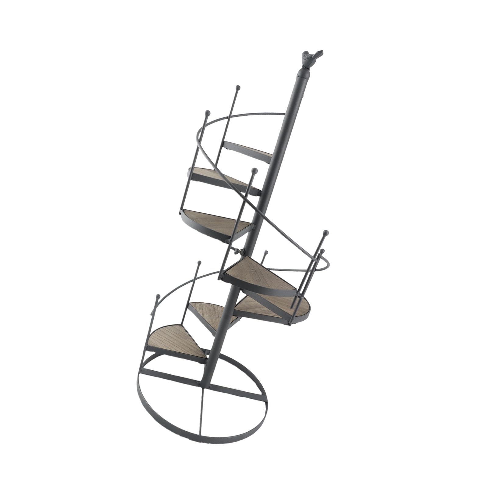 Bewinner Portavasi in Ferro Battuto con Ripiani in Legno, Design a Scala a