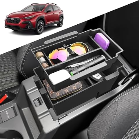ASZSK Double-Deck for Subaru Crosstrek 2023 2024 Center Console Organizer,Armrest Storage Box Tray Compatible with Subaru Impreza 2024,Install Directly Durable Material Accessories Cover