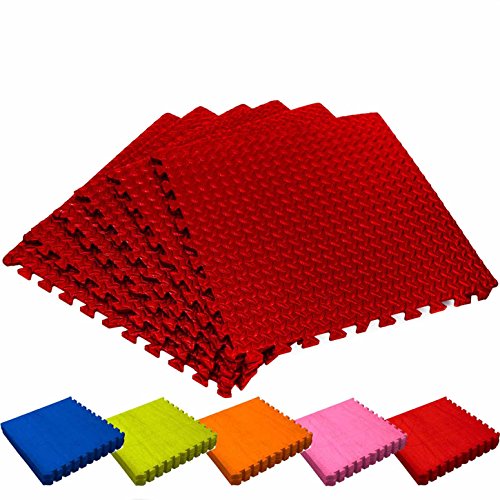 Preisvergleich Produktbild #DoYourFitness Schutzmatten Set 6X Puzzle Unterlegmatten Bodenschutz für Gymnastikräume - Matten Schutz vor Kratzern Stößen Dellen Lärm - 6X Steckelemente á 60 x 60 x 1,2 cm (ca. 2,2m²) Rot