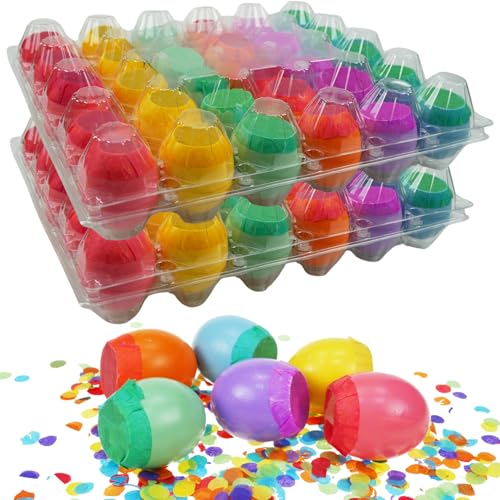DearSun Set of 60Pcs Party Confetti Eggs Cascarones Explosion Eggs with Confetti Inside Party Game for World Cup Independence Day Cinco de Mayo Birthday Party & Graduation Celebration