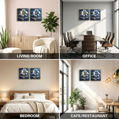Image of RANDOM Premium Square Wall Painting Set of 2, 38 x 38 cm (Floral Painting)
