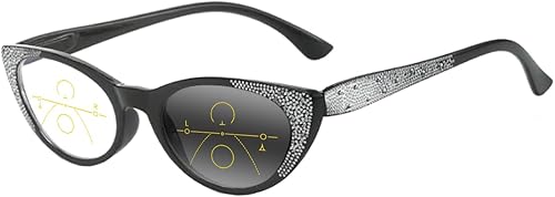 Miniatura 8 de Gafas de lectura multifocales fotocromáticas anti-UV con diamantes de imitación de ojo de gato para mujer