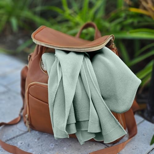Little Rou Peekaboo Nursing Cover Up for Breastfeeding - Breathable Knit - Soft Organic Cotton & Cashmere Breast Feeding Poncho for Women - Privacy Feature - Includes Mesh Laundry Bag (Sage)