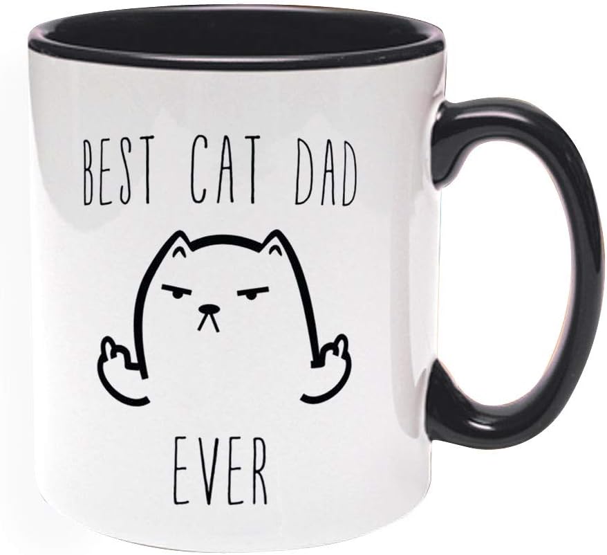 Printed Designer Best Cat Dad Theme for Ceramic Coffee Mug (325 ml)