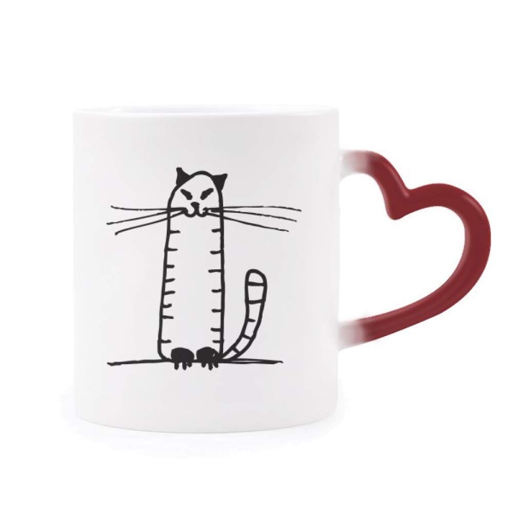 Taza mágica de café con diseño de gato negro y cambio de color térmico