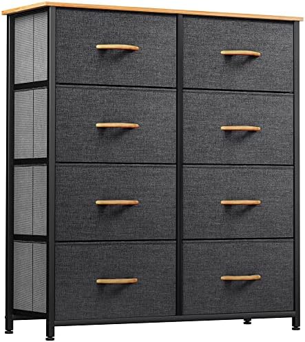 YITAHOME Dresser with 8 Drawers - Fabric Storage Tower, Organizer Unit for Bedroom, Living Room, Hallway, Closets & Nursery - Sturdy Steel Frame, Wooden Top & Easy Pull Fabric Bins