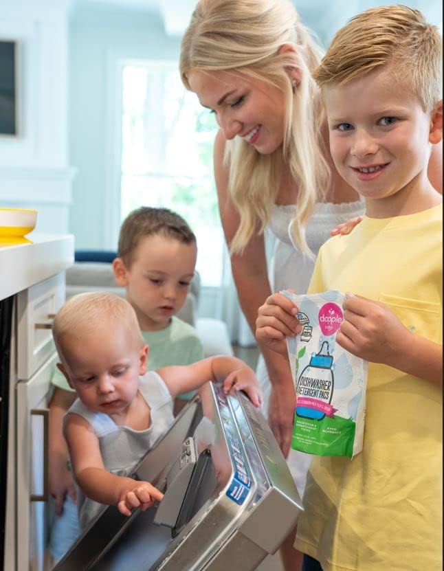 Dishwasher Detergent Pacs by Dapple Baby, 25 Count Pouch (Pack of 2), Fragrance Free, Plant Based & Hypoallergenic Dishwasher Pods - Removes Milk Residue & Odor - Dishes, Baby Bottles & Kitchenware
