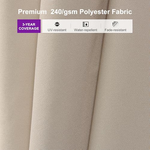 PURPLE LEAF 9' X 11.5' Patio Cantilever Umbrella Outdoor Rectangle Adjustable Offset Umbrellas with 360-degree Rotation and 8 Heavy Duty Metal Ribs for Garden Deck Pool Beige — view 4