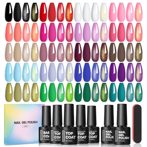 COSCELIA 25PCS Gel Nail Polish Set Fall Colors Gel Nail Polish Soak Off with Glossy Matte Silver...