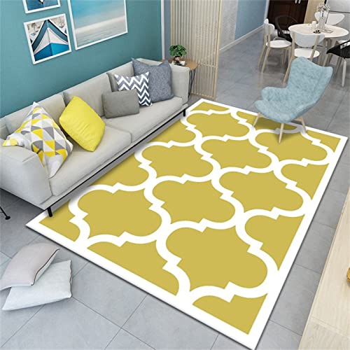Tapis enfant fille jaune 180x250cm géométrique pour salon - 2