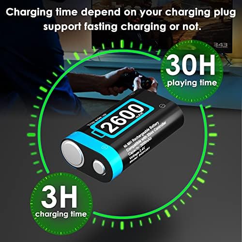 Xbox Controller Battery Pack for Xbox Series X/S, 4 * 2600mAh Xbox One Rechargeable Battery Pack, Batteries for Xbox One/S/X/Elite, Xbox Series X/S