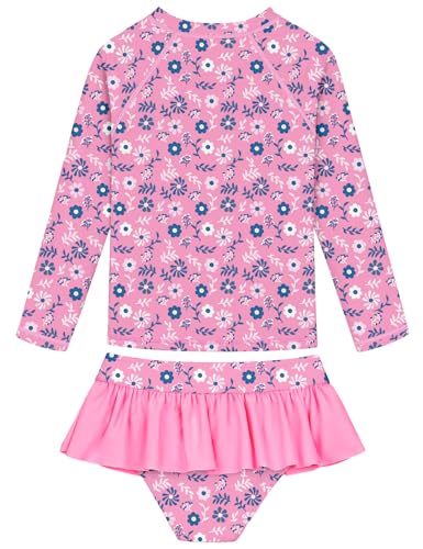Girls Swimsuit Rash Guard Set Long Sleeve Swimwear UPF 50 Swim Shirts SPF Two Peice Bating Suits Toddler Kid Teen 2T-12Y4