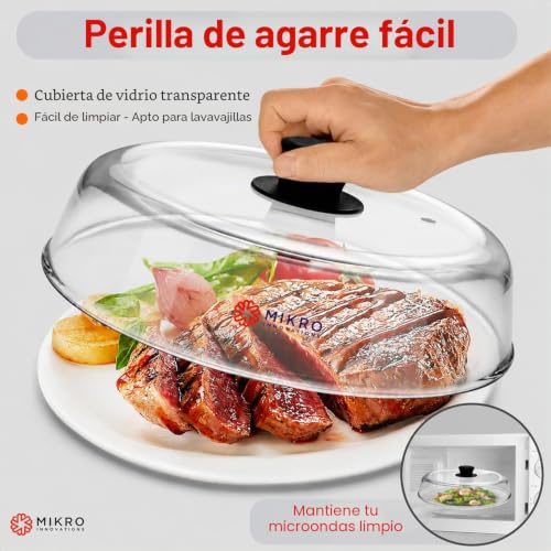 Tapa de vidrio para microondas de borosilicato resistente con válvula de vapor 7