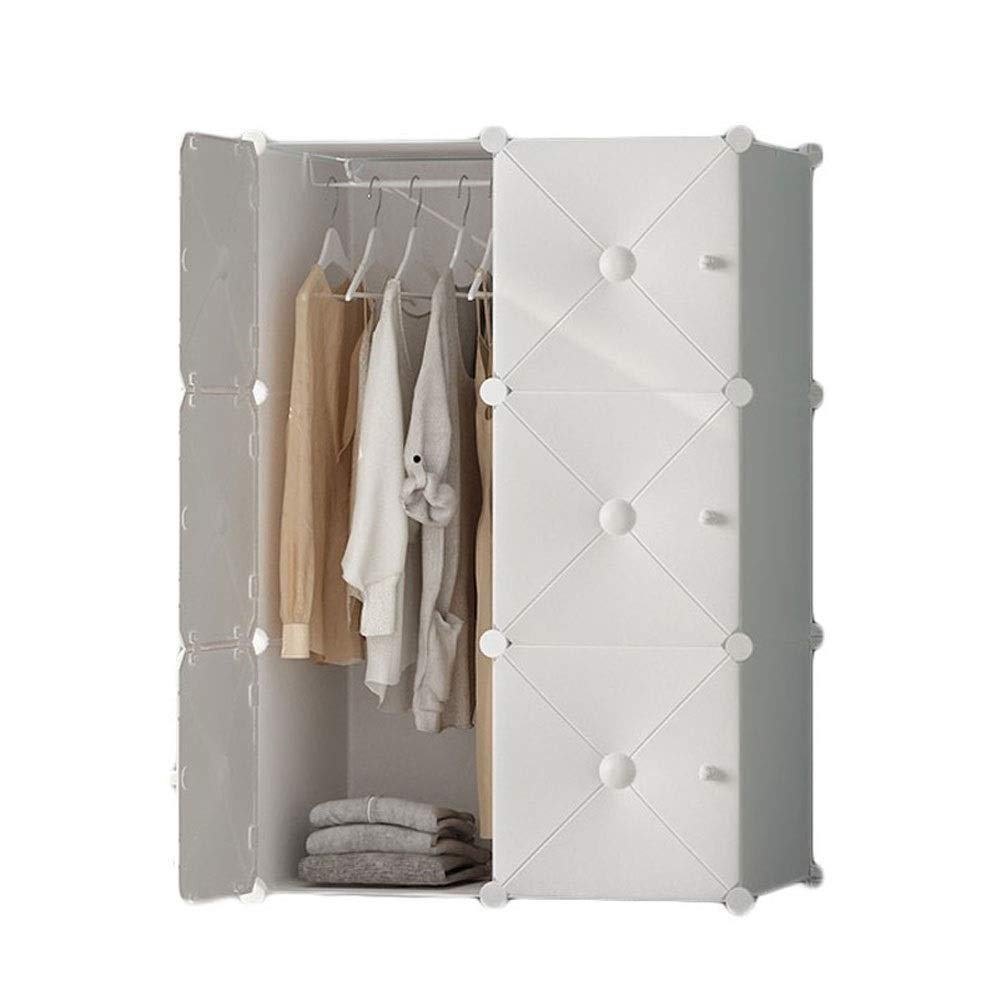 Armario portatil de plastico ZAW de cubos modulares con puertas blancas para ropa