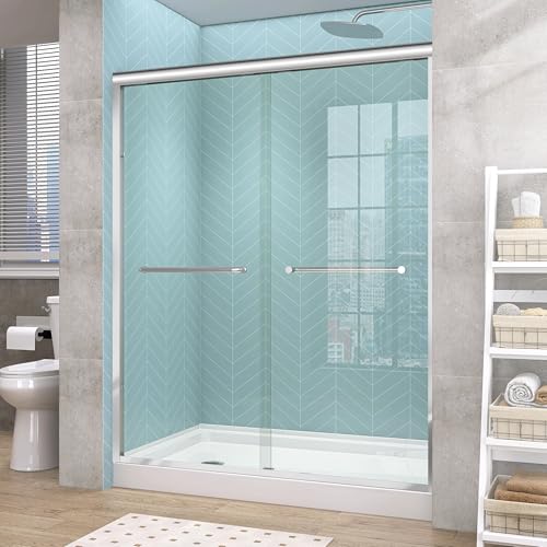 GETPRO Shower Door 68-72 in. W x 72 in. H Double Sliding